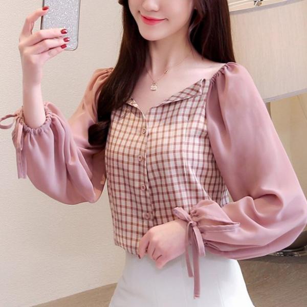 유케이 여성 쉬폰 데일리 봄 가을 블라우스 셔츠