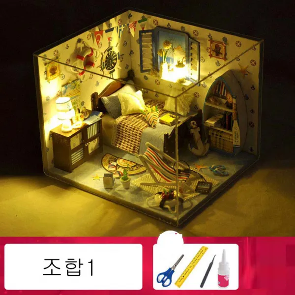 뉴타임즈20 diy 오막살이의 작은 집 모형 수제 건축완구 창의적인 생일선물 남녀 XT04 A8, 조합1