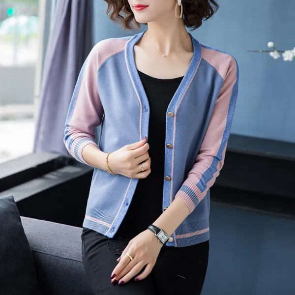 춘추 니트 가디건 여 숏 퍼즐 소 타이즈 가을 여장 얇은 코트 패션