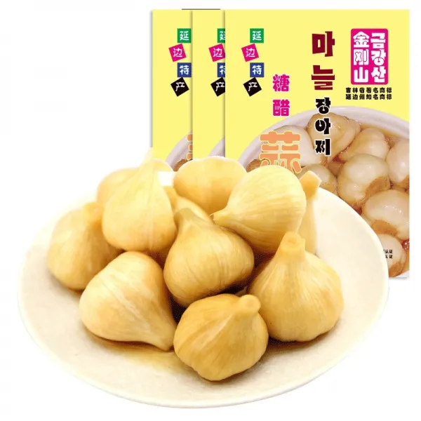 금강산 탕수마늘 단마늘 마늘장 마늘장 마늘김치 조선족 맛 400g 세 봉지, 상세페이지 참조