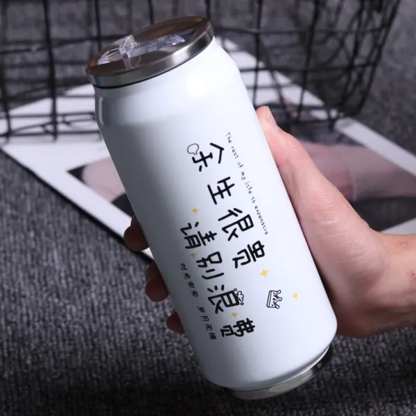보온보냉병 더우인앱 아이디어 맥주 원터치캔 보온컵 콜라 유행 개성 휴대용 빨대 물컵 선물 T59 로얄블루 화이트 여생 매우 비싸다 . 400