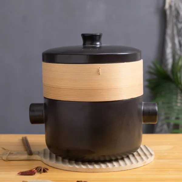 편백나무 찜기 찜냄비 찜통 떡시루 이유식 만두 호빵 떡 수육 냄비 5l 블랙 찜기와 대나무 찜통