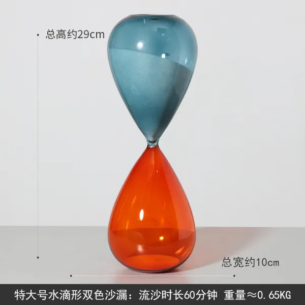 어반30 인테리어 타이머 모래 시계 모던 심플 글라스 컬러 샌드 크로노그래프 세트 60분 북유럽풍, 특대 사이즈 물방울 투톤 모래시계 + 유사시