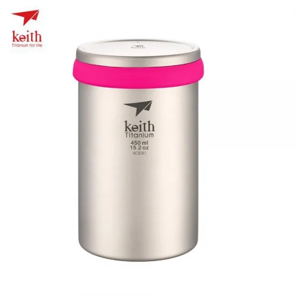 해외직구 키쓰 티타늄 머그 커피 컵 경량급 휴대용 캠핑 티메이커(Titanium Strainer 450ml 15.2oz Ti3521 포함), Pink