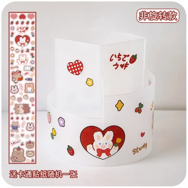  참진바를정 회전필통 키즈 크리에이티브 여학생 귀여운 학생 멀티 필통 데스크톱 문구 수납함 쓰러지지않는 연필꽂이 연필꽂이 볼펜꽂이 연필통 트레이 펜접시 브러쉬꽂이 화장대정리 투명 스크럽 비회전 +스티커