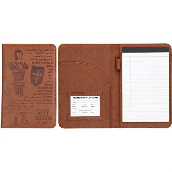 Full Armor of God Ephesians 6:14-17 Faux Leather 9 x 6 Bi-Fold Portfolio Organizer 신의 갑옷 Ephesians 6, nullSET