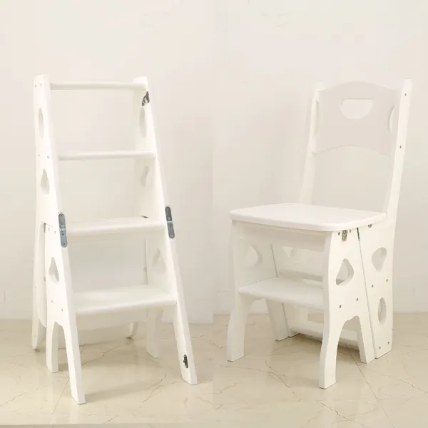 사다리 아웃트리거 계단 의자 접이식 다목적 걸상 휴대용, 원목 신형 4단 화이트 초변경 사다리 의자개