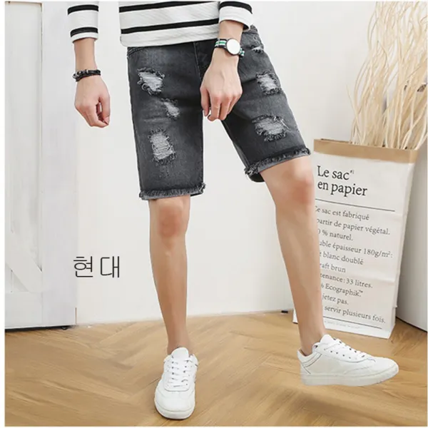 Qw 190627남성 빅 사이즈 데님 슬랙스여름캐주얼 바지 신상a03