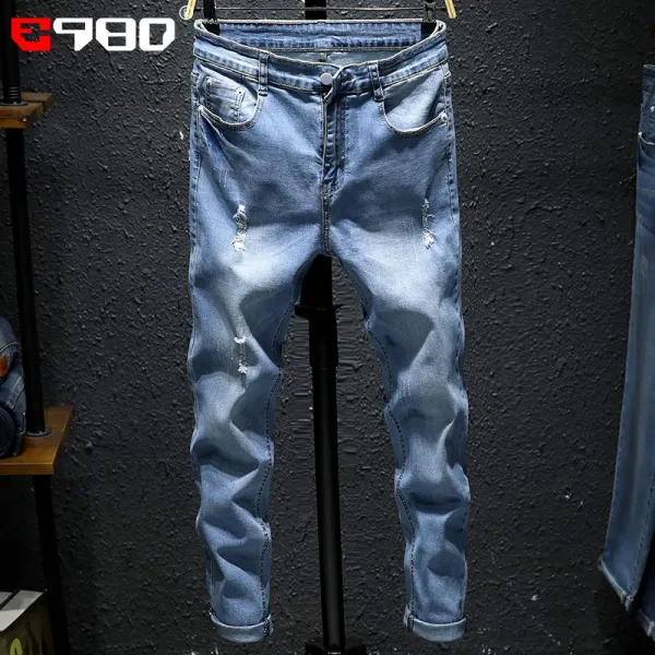 융청바지 빅사이즈기모스판청바지 남자밴딩청바지 남성옷 긴바지 여름 남성 디스트로이드 바지 데님팬츠 트렌드 S42204458