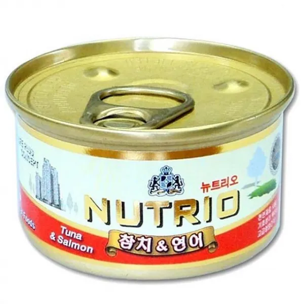 지그재그 간식 뉴트리오 CAT 참치 연어캔 80g 강아지 캔, 1