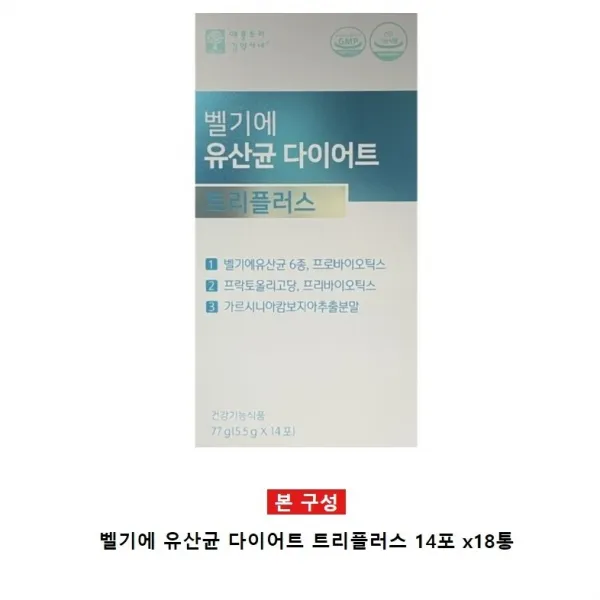 벨기에 유산균 다이어트 트리플러스 18박스/36주분, 단일옵션, 상세 설명 참조