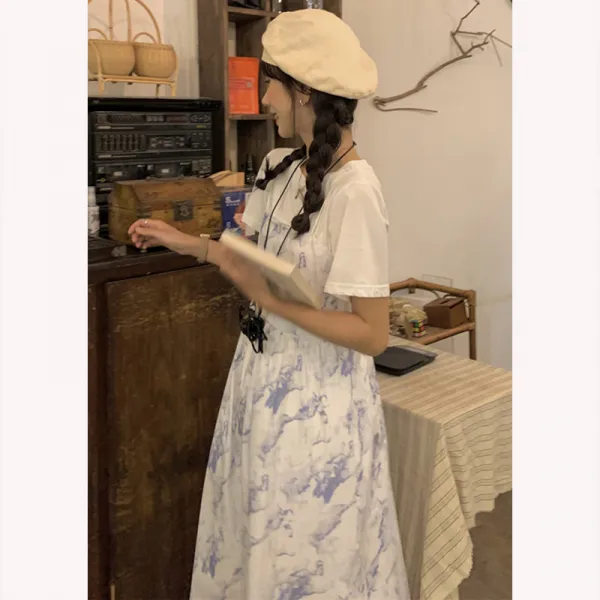 민소매나시원피스 보이핏 볼륨 첫사랑 끈나시 뷔스티에원피스 여름 맥시 발목까지 올라오다 중학교 고등학교 숲 3562487350