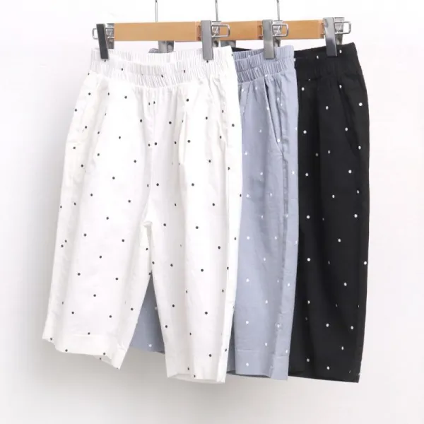 대한민국 미시옷 5771l906 땡땡이 5부 면 바지 Sn 빅사이즈 여성의류