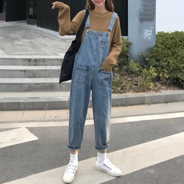 kirahosi 여자 학생 청멜빵바지 데님점프수트 오버롤팬츠 2 + 덧신증정 CEqc89g9