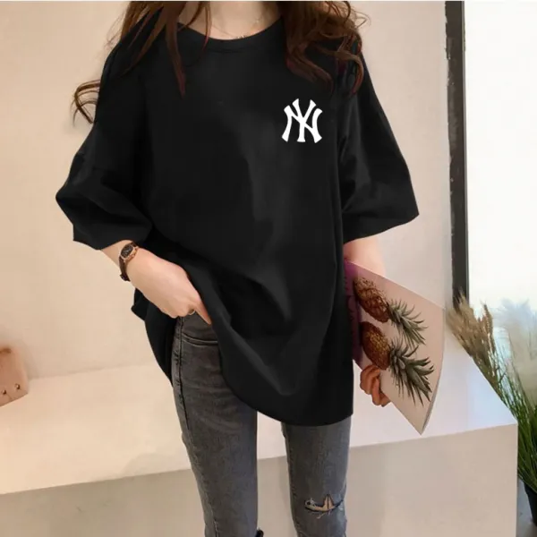 스타일아유 여성용 NY 오버핏 반팔 티셔츠