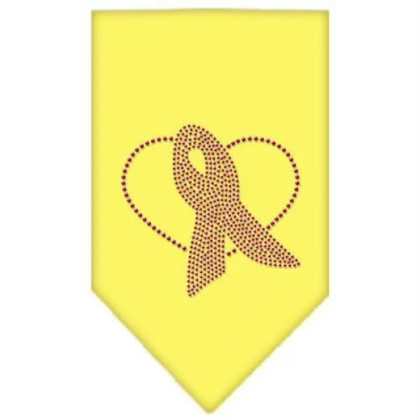 Mirage Pet Products Pink Ribbon Rhinestone Bandana Small Yellow 미라지 애완용 제품 핑크 리본 모조 다이아몬드 반들 반들 작, 1