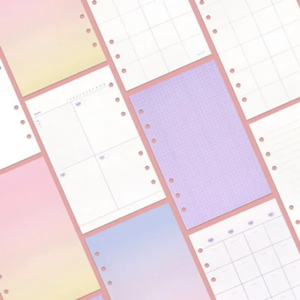 기록메모일기빛나는공Refill지다이어리 옵션체크 그리드 라인노트 먼슬리메모 위클리 체크 투톤블루 투톤핑크 사십오장 + 59767육윙, 응●체크