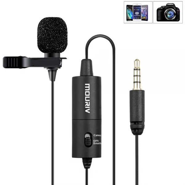 by MOURIV Lavalier 마이크 Podcast 녹음 DSLR 카메라 스마트 폰 Sony PC 노트북 용 전 방향성 콘덴서가있는 Mouriv CM201 핸즈프리 클립 온 라펠 마이크, 단일상품