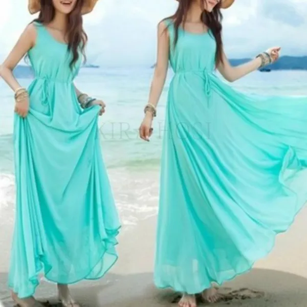 kirahosi 롱원피스 여름 여성 쉬폰 롱 드레스 레이스 프릴 빅사이즈 루즈핏 61-101 CD2m09p