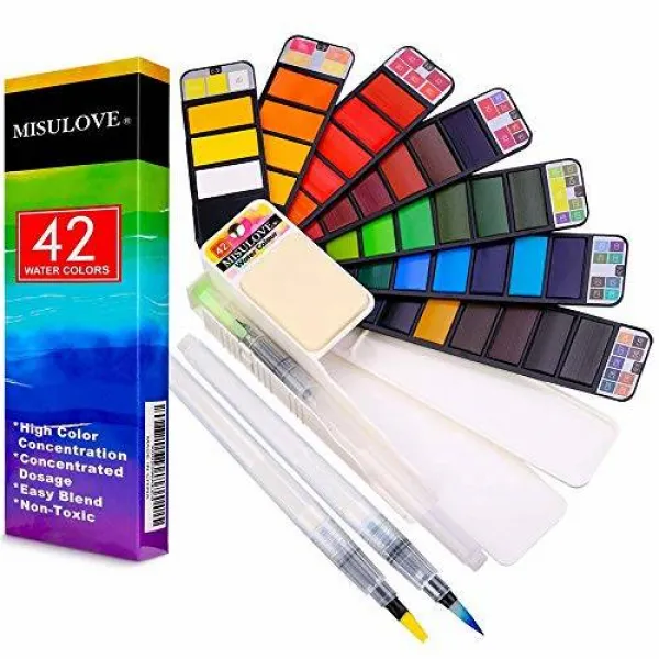 MISULOVE Watercolor Paint Set 42 Colors Foldable Paint Travel/32648, 상세내용참조