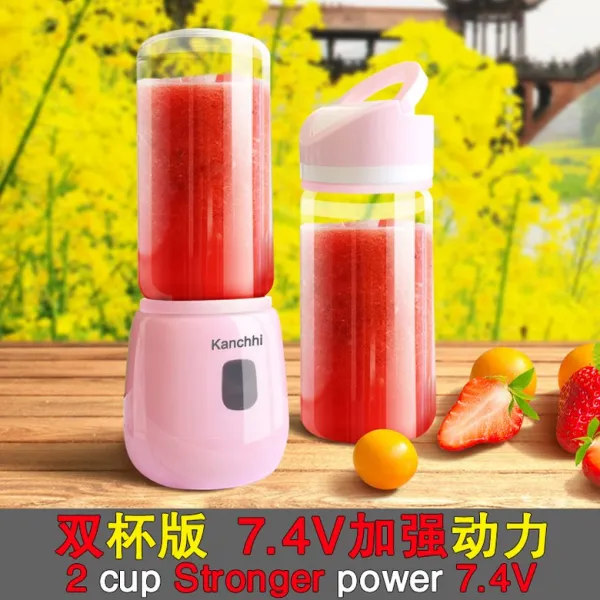 Kanchhi 휴대용 믹서기 Juicer 생과일 쥬스컵 우유 계란 야채 사쿠라 파우더 레시피 충전 케이블 전송을위한 전력 7.4v 더블 컵 강화