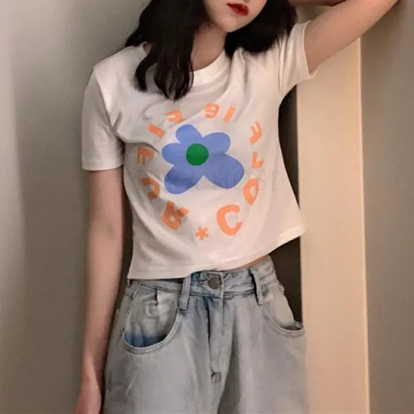 kirahosi 클래시 6 여성 반팔 패션 배꼽티 크롭티 짧은 티셔츠 42 +스마트 스트랩 증정 BPkbjoz