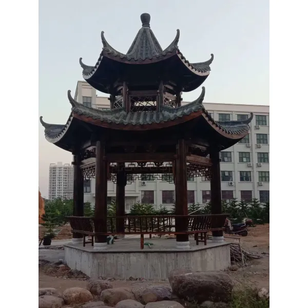 DIPYLON 야외정자 야외경관 정자고건정자옥외정원 육각원목탄화방부목장랑 사각목정, 35m 육각 2단 고건물 청기와