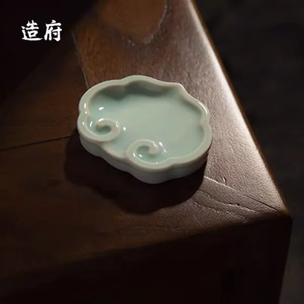 문방사우 벼루 연적 서예용품 조부 용천청자 여의묵접문방사보중국고풍국조연대서예연자소해필필심경초경자용송인폭금국화필대휴지, 01 여의묵접시（백합자용）