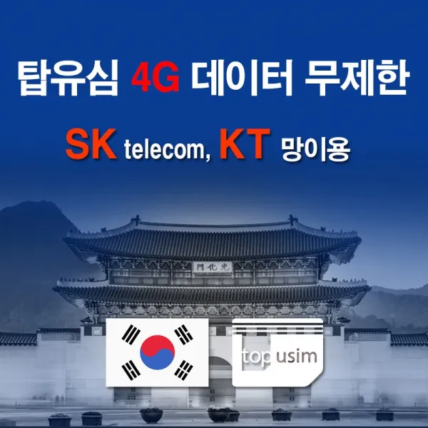 한국유심 SK 텔레콤 LTE&3G 데이터 무제한 전화&문자 수신 가능, B. 탑유심(SK) 4G 30일 데이터무제한	2터미널, 1개