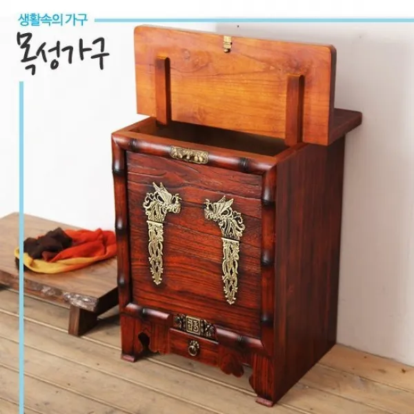 목성고가구 선물로도 좋은 고급봉황장식오동나무쌀통40kg, 상세설명 참조