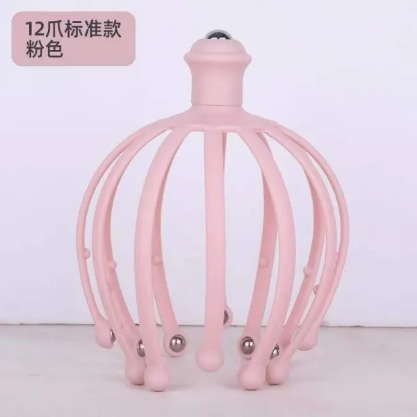 핑거사용 마사지건 두피가려울때 셀프마사지도구 시원한마사지 두피샴푸브러쉬 탈모에도움되는 두피각질제거하기 부모님마사지해주기 두피마사지기 문어발 공부하다사용하는 셀프마사지하는도구, 단일사이즈, 핑크 발12개