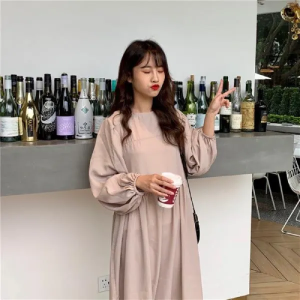 [AHB_9291771] (색상/옵션 : 블랙) GnJ 공주풍 여성미물씬 밴딩소매 롱블라우스 샤랄라원피스 휴가원피스 예쁜원피스 반팔원피스 쉬폰원피스