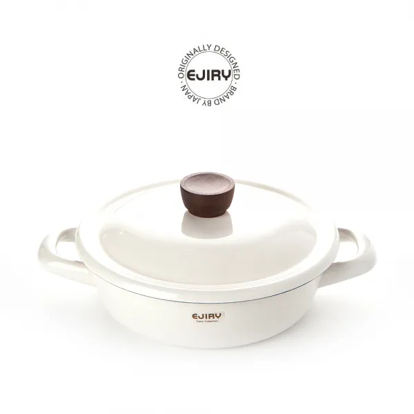 에지리 컬러콜렉션 글래이지팟 법랑냄비 18전골냄비 1.5L, 화이트
