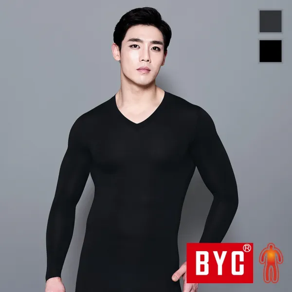 Byc 보디히트 V넥 발열티 겸 남성 내의 내복 상의 Byu2143