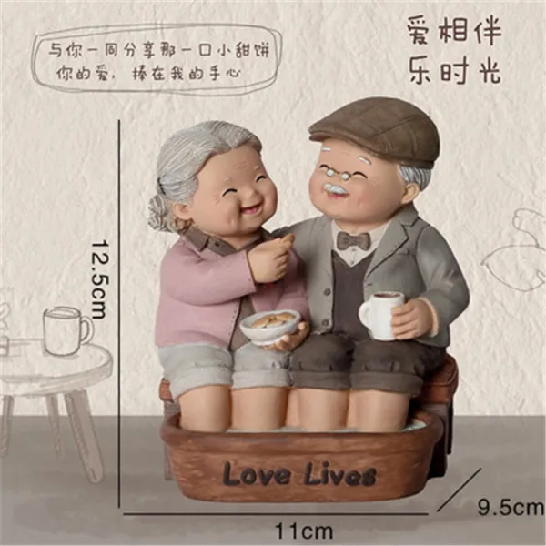 복고장식장 노인 할아버지 할머니 장식품 백년해로 술장 거실 집안용 부부 커플용품 결혼선물, T17-서로 사랑 발씻기
