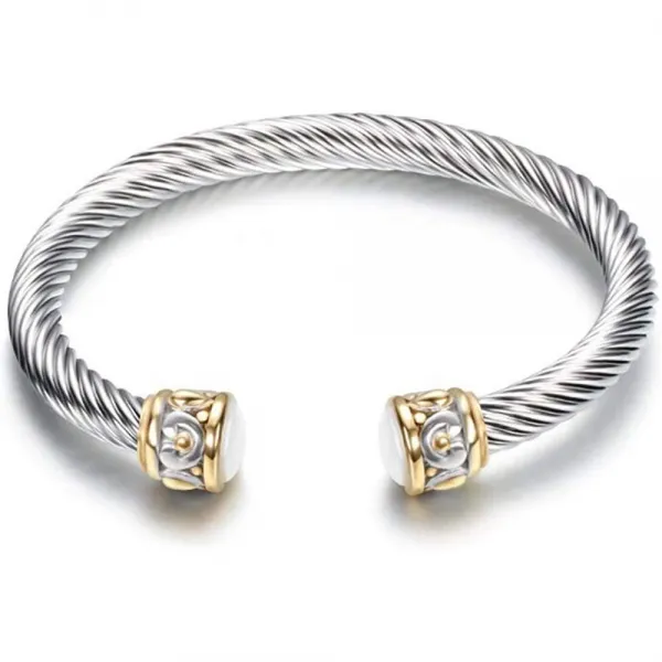 Jude Jewelers 주드 보석상 스테인레스 스틸 레트로 빈티지 케이블 와이어 오픈 커프 칵테일 파티