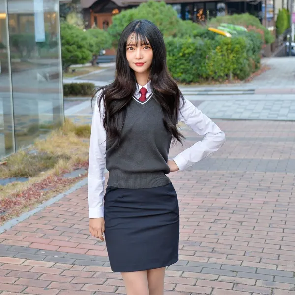 보풀방지 그레이화이트라인 교복조끼 공용