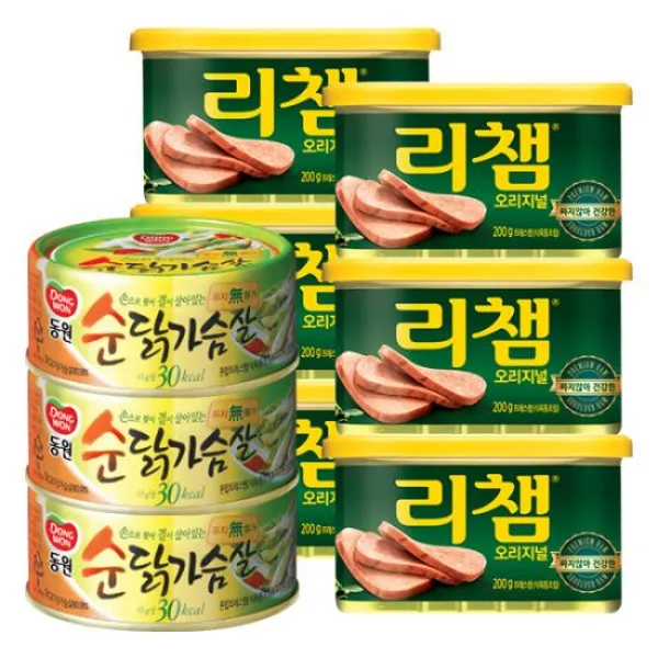 ★도시락재료세트★ [동원] 리챔 200g*6캔+순닭가슴살 135g*3캔, 1개