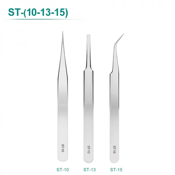엘에스아이3 써지컬 겹 족집게 핀셋 스테인리스 스틸 304 직 뾰족한입 고부스름함 두꺼운 굳히다 정전기방지 공업 사용 제비, 스테인리스 스틸 세가지 커버 ST-1