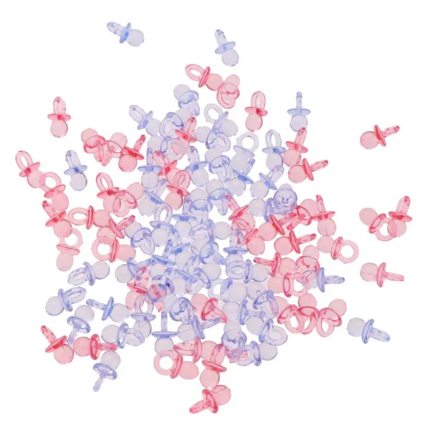 STK100pcs 미니 젖꼭지 매력 게임 경품 선물 베이비 샤워 호의, 핑크 블루