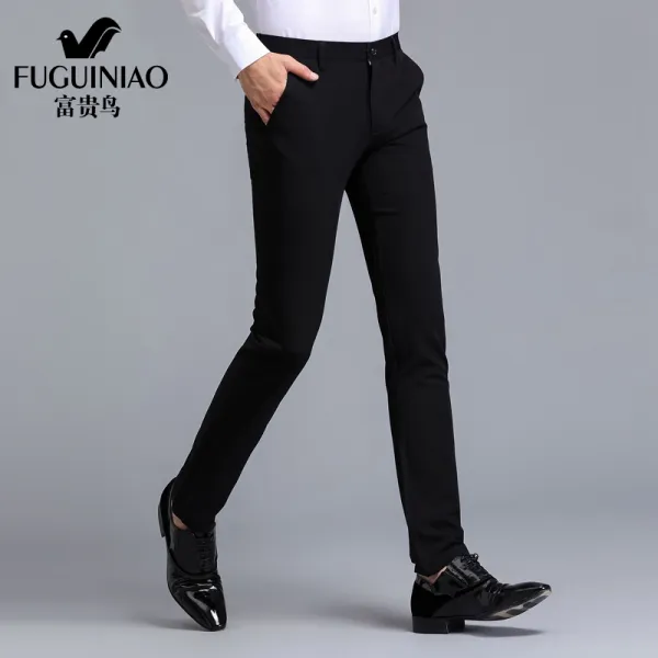 FGN 남성용 스트레이트핏 슬랙스 45256348, 블랙