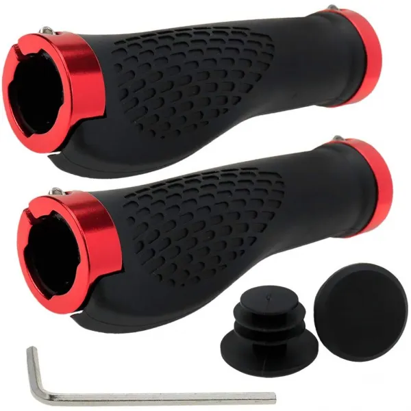 meprotal 2pcs 넓어지다 자전거 팔자 그립 잠그 에 자전거 처리 바 논슬립 팔자 그립 를 bmx 산 mtb 접는 자전거 검은 그리고 빨간 색