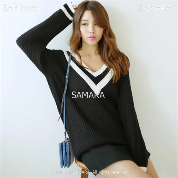 Qterra 특허브랜드 스웨터 브이넥 니트 여성 폴라티셔츠 빅사이즈 겨울