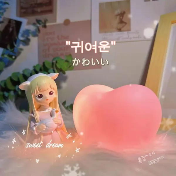 Watgl 고등학생을위한 소녀 심장 무드 램프 창조적 인 선물, 팬하트[트럼펫]