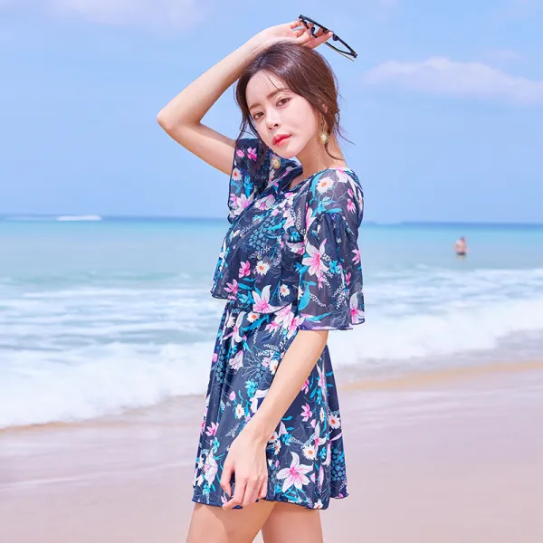 신 비대 사이즈 보수 차 배 날씬해 보이는 온천욕 수영복 중장년 엄마