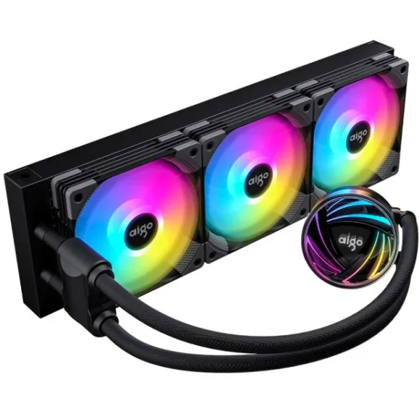 Aigo Galaxy PC 컴퓨터 케이스 240/360 ARGB CPU 워터 쿨러 냉각 방열판 라디에이터 LGA 2066/2011 v3/1151, 03 360  black_06 벨기에