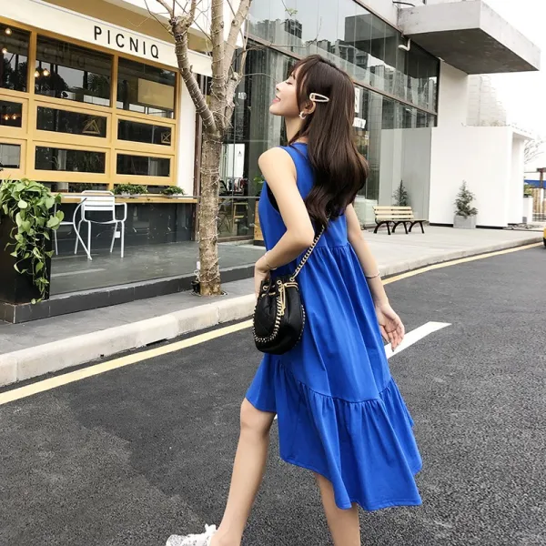 패션이루 A라인 나시 롱 원피스 여름 캐주얼 루즈핏 뷔스티에