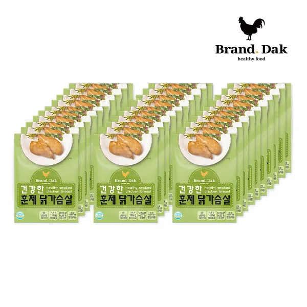 브랜드닭 훈제 닭가슴살 건강한 저염 100g 30팩