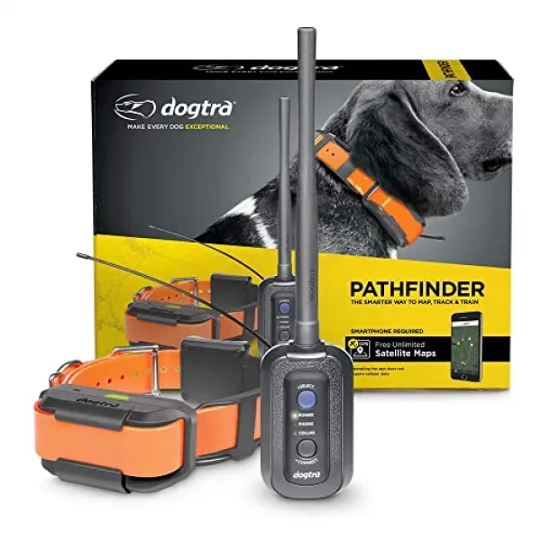 Dogtra Pathfinder 9-Mile 21-Dog 확장 가능한 방수 스마트 폰 GPS 추적 훈련 e- 칼라 2 초 업데이트 속도 없음 구독료 무료 위성지도, 본상품
