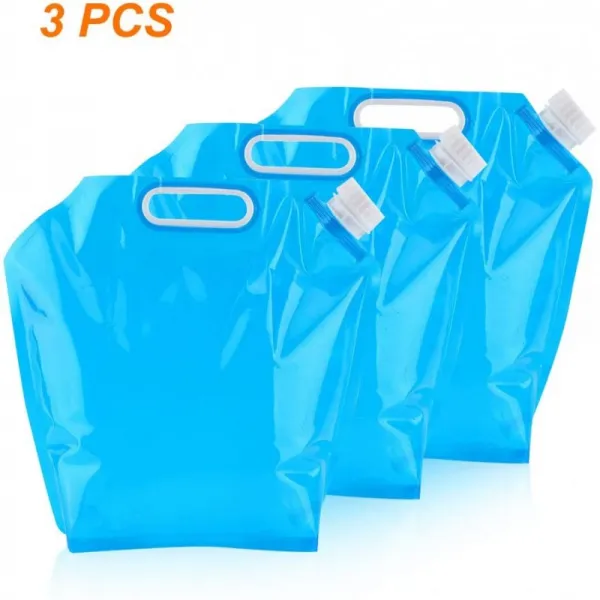 포켓 워터 백 3Pcs 유연한 물 전송 가방 10L 급락 물 메인 가방 캠핑 에스컬레이드 랜던©©외부 - 블루